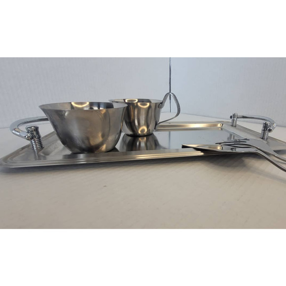 Vintage Serving Metal Tray Service Set - Picture 3 of 7